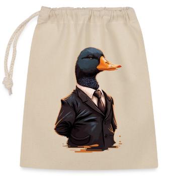 Canard cool portant des vêtements - Sac cadeau en coton avec cordon (25 x 30 cm) - nature - Devant