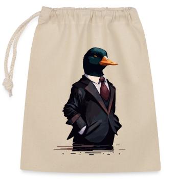 Drôle de canard portant des vêtements - Sac cadeau en coton avec cordon (25 x 30 cm) - nature - Devant