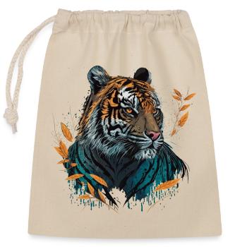 Conception du tigre - Sac cadeau en coton avec cordon (25 x 30 cm) - nature - Devant