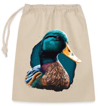 Illustration de tête de canard - Sac cadeau en coton avec cordon (25 x 30 cm) - nature - Devant