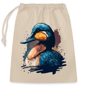 Duck Painting - Closable cotton gift bag (25x30cm) - nature - Front