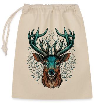 Deer Head - Closable cotton gift bag (25x30cm) - nature - Front