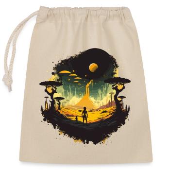 World - Closable cotton gift bag (25x30cm) - nature - Front