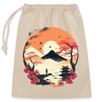 Japanese - Closable cotton gift bag (25x30cm) - nature - Front