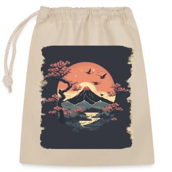Paysage d’Extrême-Orient - Sac cadeau en coton avec cordon (25 x 30 cm) - nature - Devant