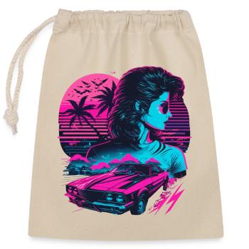 80s Girl - Closable cotton gift bag (25x30cm) - nature - Front