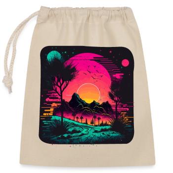 Gruselige Neonlandschaft - Verschließbarer Geschenkbeutel aus Baumwolle (25x30cm) - Natur - Vorne