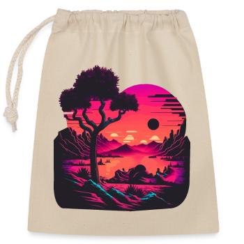 Retro View - Closable cotton gift bag (25x30cm) - nature - Front