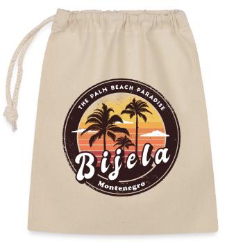 Bijela Montenegro Palmen Strand Design - Verschließbarer Geschenkbeutel aus Baumwolle (25x30cm) - Natur - Vorne