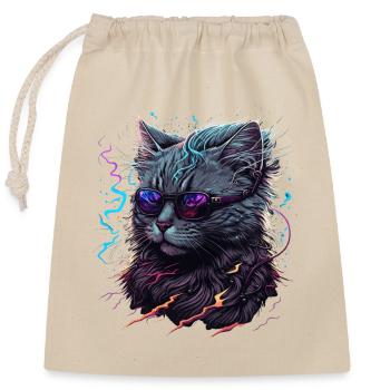 Chat futuriste - Sac cadeau en coton avec cordon (25 x 30 cm) - nature - Devant