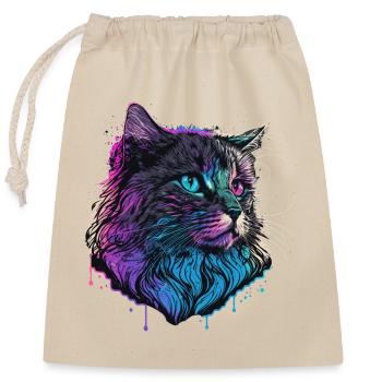 Vaper Cat Illustration - Sac cadeau en coton avec cordon (25 x 30 cm) - nature - Devant