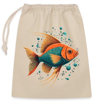 Unique Fish illustration - Closable cotton gift bag (25x30cm) - nature - Front