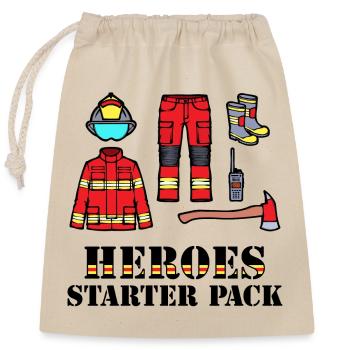 Firefighter Helmet Lifesaver Statement Fire Brigade - Closable cotton gift bag (25x30cm) - nature - Front