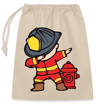 Rescuer Firefighter Helmet Fire Hose Fire Brigade - Closable cotton gift bag (25x30cm) - nature - Front