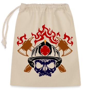 Burning Firefighter helmet Fire brigade fire protection - Closable cotton gift bag (25x30cm) - nature - Front