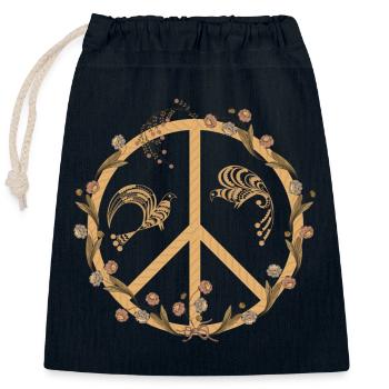 PEACE! - Closable cotton gift bag (25x30cm) - navy - Front