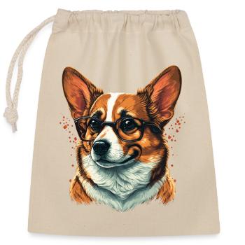 Professor sieht Corgi aus - Verschließbarer Geschenkbeutel aus Baumwolle (25x30cm) - Natur - Vorne