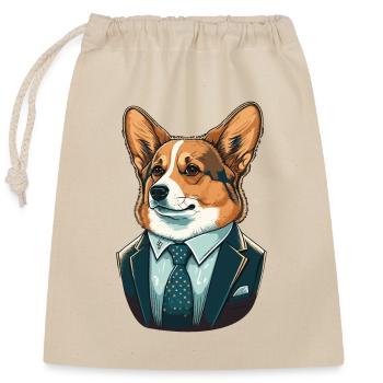 Lawyer Suit Corgi - Closable cotton gift bag (25x30cm) - nature - Front