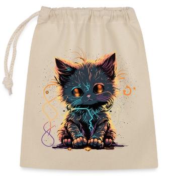 Adorable Sparkling Cat - Closable cotton gift bag (25x30cm) - nature - Front