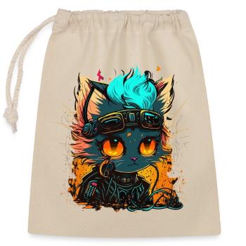 CyberCat - Sac cadeau en coton avec cordon (25 x 30 cm) - nature - Devant