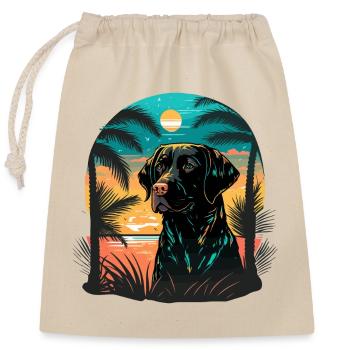 Labrador Retriever Time on Beach Vaporwave - Closable cotton gift bag (25x30cm) - nature - Front