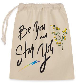 be you - Closable cotton gift bag (25x30cm) - nature - Front