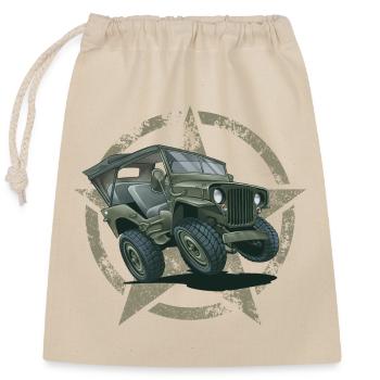 Willys MB Offroader 4x4 Star ROOFTOP Us Army - Verschließbarer Geschenkbeutel aus Baumwolle (25x30cm) - Natur - Vorne