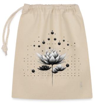 Schwarzweiß Lotus Nebeldesign - Verschließbarer Geschenkbeutel aus Baumwolle (25x30cm) - Natur - Vorne