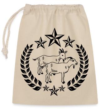 Chèvres en couronne de laurier - Sac cadeau en coton avec cordon (25 x 30 cm) - nature - Devant