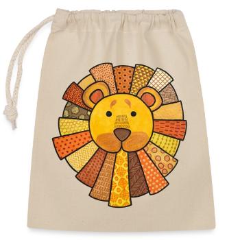 Lion mignon bébé lion enfants kawaii chambre d’enfant - Sac cadeau en coton avec cordon (25 x 30 cm) - nature - Devant