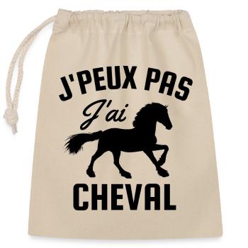 Je peux pas j'ai cheval - Sac cadeau en coton avec cordon (25 x 30 cm) - nature - Devant