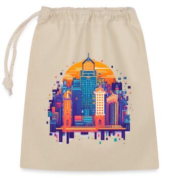 Colourful city - Closable cotton gift bag (25x30cm) - nature - Front