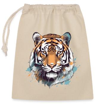 Tiger - Closable cotton gift bag (25x30cm) - nature - Front
