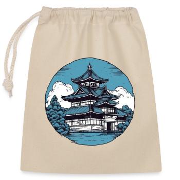 Japanese Castle Vintage - Closable cotton gift bag (25x30cm) - nature - Front