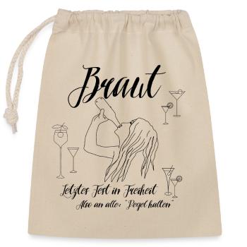 Braut JGA Line Art lustiger Spruch - Verschließbarer Geschenkbeutel aus Baumwolle (25x30cm) - Natur - Vorne