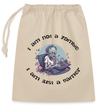 Zombie sur PC Rétro Gaming - Sac cadeau en coton avec cordon (25 x 30 cm) - nature - Devant