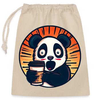 Panda Coffee Caffeine Shock - Closable cotton gift bag (25x30cm) - nature - Front