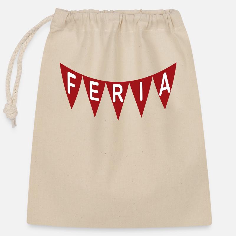 FERIA Red Banner - Closable cotton gift bag (25x30cm) - nature