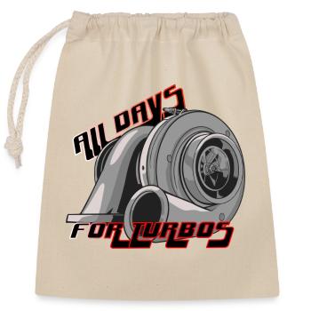 Turbolader All Day – Turbo Boost Tuning - Verschließbarer Geschenkbeutel aus Baumwolle (25x30cm) - Natur - Vorne