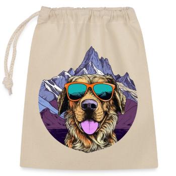 Cool dog with sunglasses - Closable cotton gift bag (25x30cm) - nature - Front