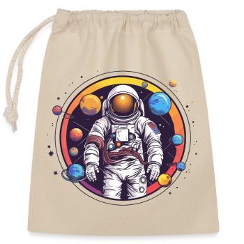 Astronaut in space - Closable cotton gift bag (25x30cm) - nature - Front