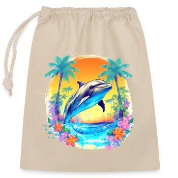 Palm Beach Dolphine - Closable cotton gift bag (25x30cm) - nature - Front
