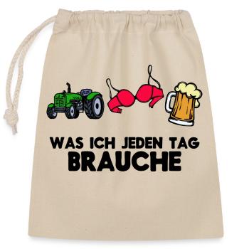 Traktor Landleben Kraftfahrzeug Statement Fahrzeug - Verschließbarer Geschenkbeutel aus Baumwolle (25x30cm) - Natur - Vorne
