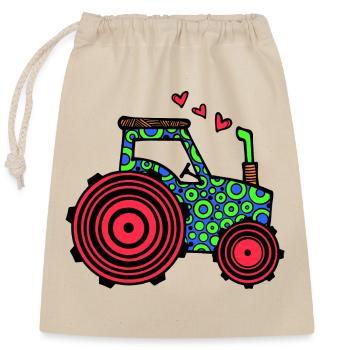 Véhicule Coeur Tracteur Véhicule utilitaire Véhicule à moteur - Sac cadeau en coton avec cordon (25 x 30 cm) - nature - Devant