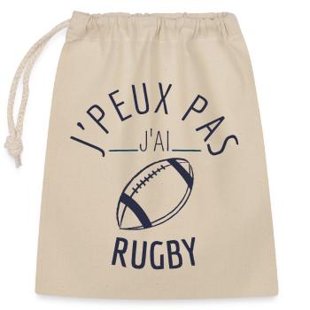 j peux pas j ai rugby - Sac cadeau en coton avec cordon (25 x 30 cm) - nature - Devant