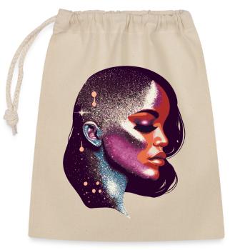 Galaxy-Inspired Portrait of a Woman - Closable cotton gift bag (25x30cm) - nature - Front