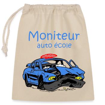 Moniteur auto-école - Sac cadeau en coton avec cordon (25 x 30 cm) - nature - Devant