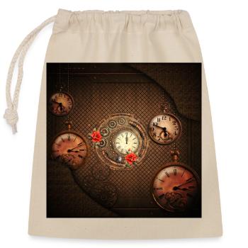 Wonderful steampunk watch - Closable cotton gift bag (25x30cm) - nature - Front