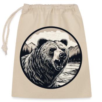 Grizzly Bear - Closable cotton gift bag (25x30cm) - nature - Front