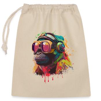 Monkey street art - Closable cotton gift bag (25x30cm) - nature - Front
